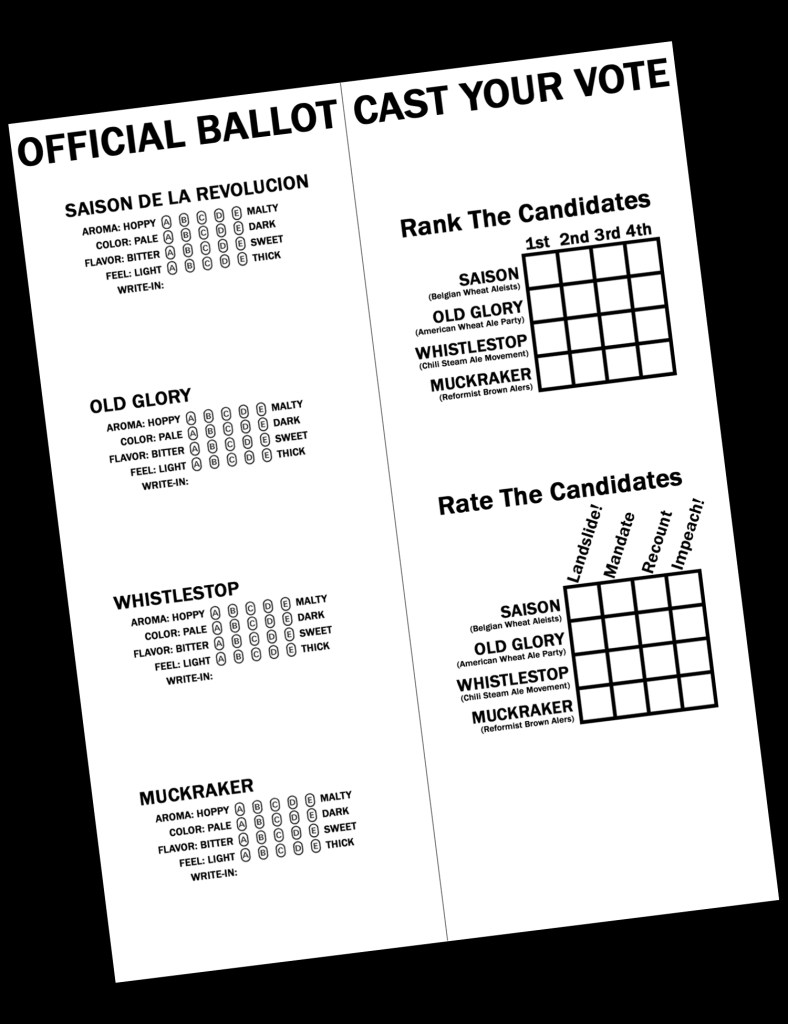 Layger Brewhaus Beer Tasting Ballot Card