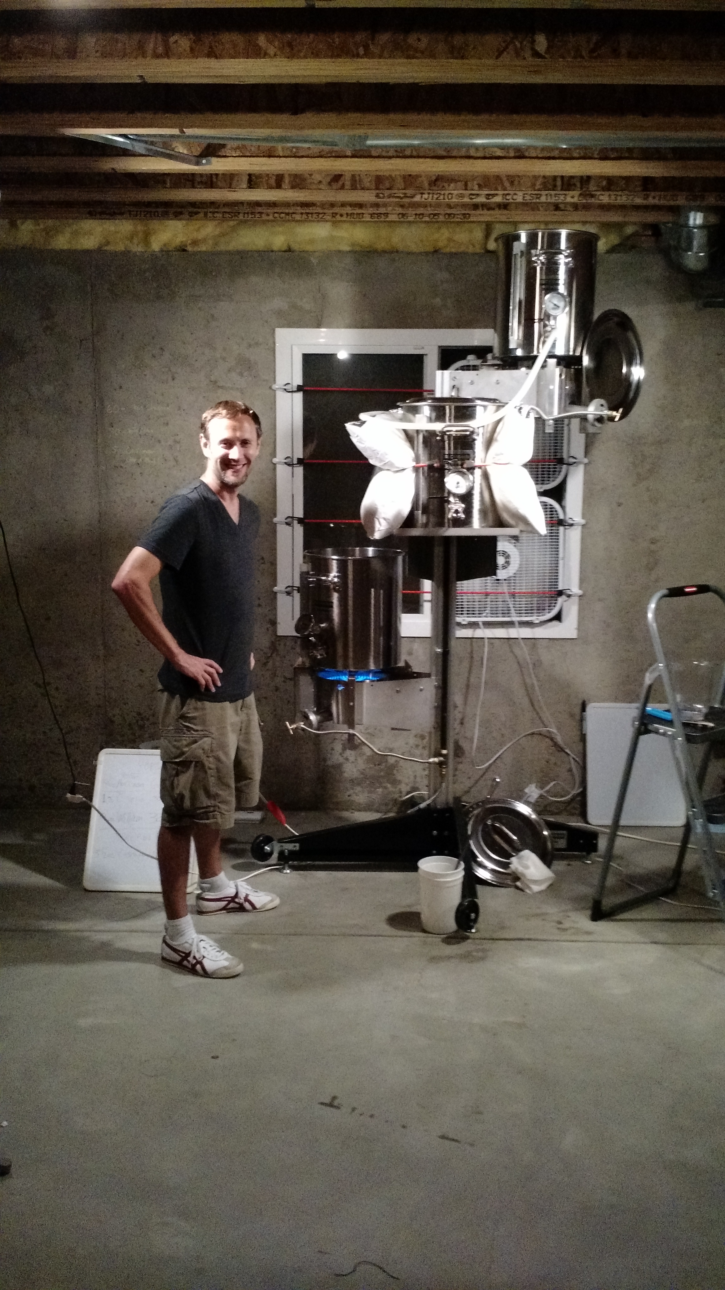 Layger Brewhaus Jon Hughes brewing tower Aug 2015