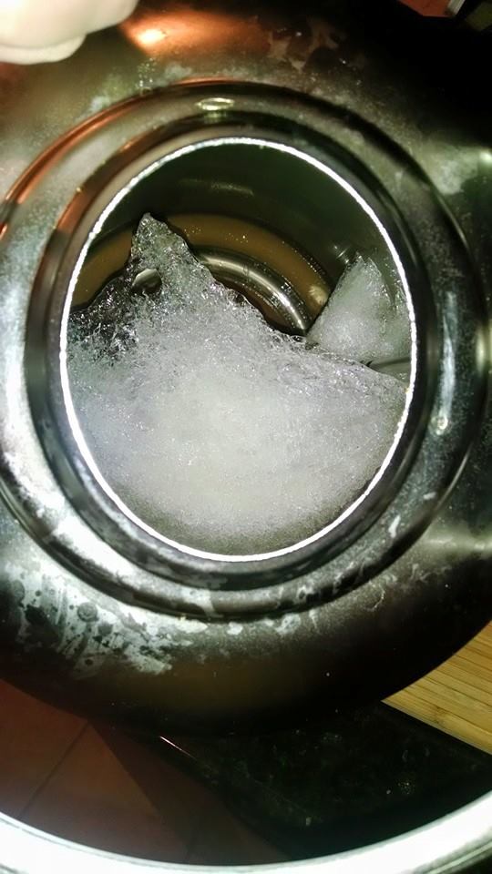 Layger Brewhaus ice in keg from too cold kegerator Mar 2015